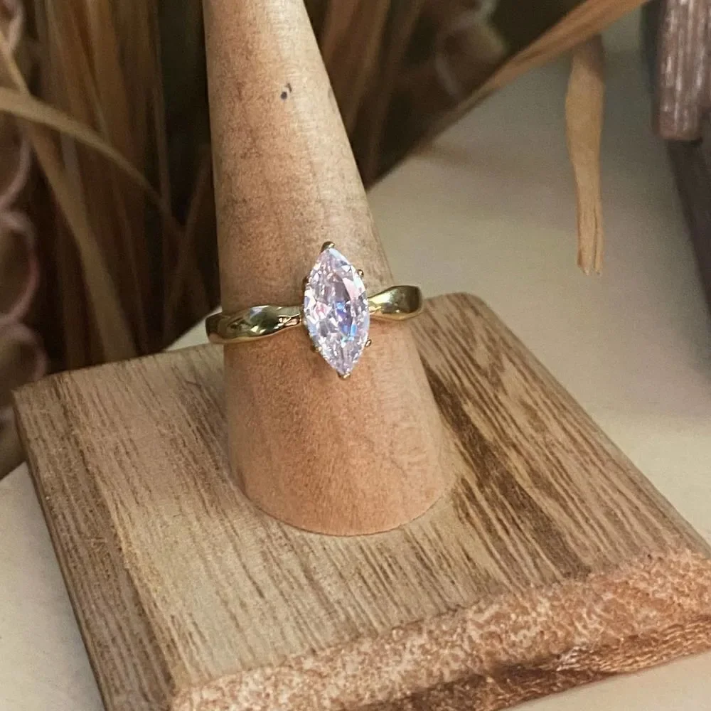 IP Gold Stainless Steel AAA Grade CZ Ring With Ion Plating